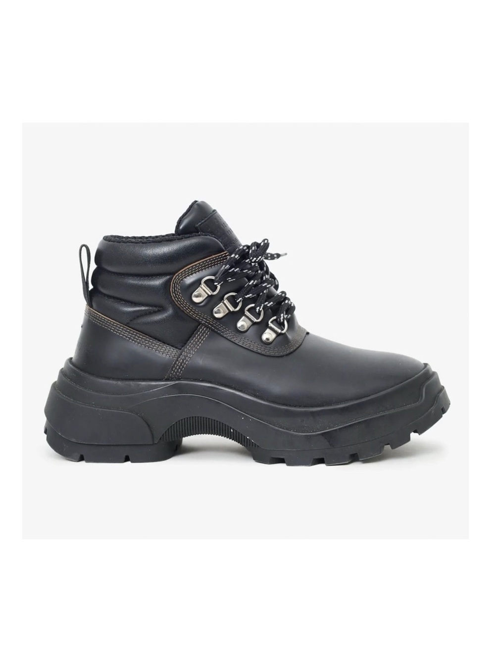 Maison Margiela Black Lug Sole Leather Hiking Boots Size 37